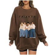 Women's FRIENDS Sweatshirt Print Pullover Friends Merch Long Sleeve Tops Loose Pullover Friends Shirt Teen Girl TV Show Sweatshirt, Best Freinds Gifts HeaCare Coffee XXL