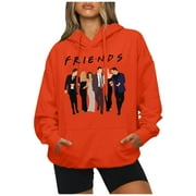Women's FRIENDS Sweatshirt Print Pullover Friends Merch Long Sleeve Tops Loose Pullover Friends Shirt Teen Girl TV Show Sweatshirt, Best Freinds Gifts HeaCare Saffron XXXL