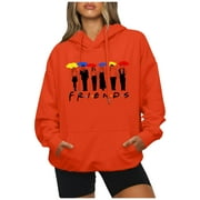 Women's FRIENDS Sweatshirt Print Pullover Friends Merch Long Sleeve Tops Loose Pullover Friends Shirt Teen Girl TV Show Sweatshirt, Best Freinds Gifts HeaCare Saffron XXXL