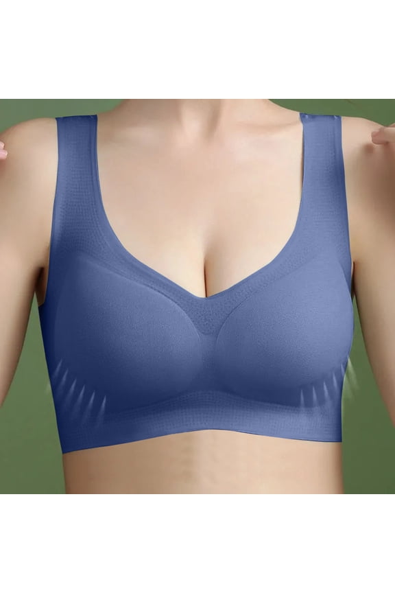 Women’s Fab Fit Underwire Demi T Shirt Bra Convertible Seamless Comfort Support Daily Wear, M, Blue