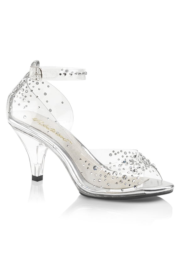 3" Heel, 1/8" PF Ankle Strap Sandal W/ RS - Clr/Clr, 9