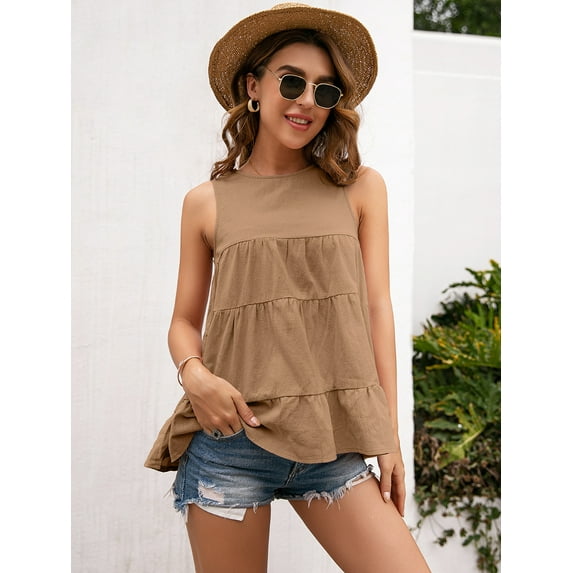 Women's Fahion Sweet Dynamic Ruffle Summer Tank | S-41XL