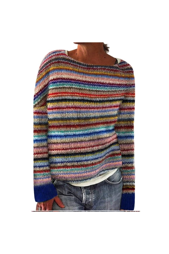 Women's Fair Isle Sweater Norwegian Sweater Women Cute Sweaters Vintage Sweater Oversized Sweaters Pullover Sweaters Crew Neck Sweater Retro Sweaters Fall Sweaters Sweaters for Women Trendy