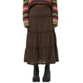 thumbnail image 1 of Women's Fairy Grunge Midi Skirt High Waist Vintage A-Line Long Skirt Lace Up Solid Color Y4K Streetwear, 1 of 9