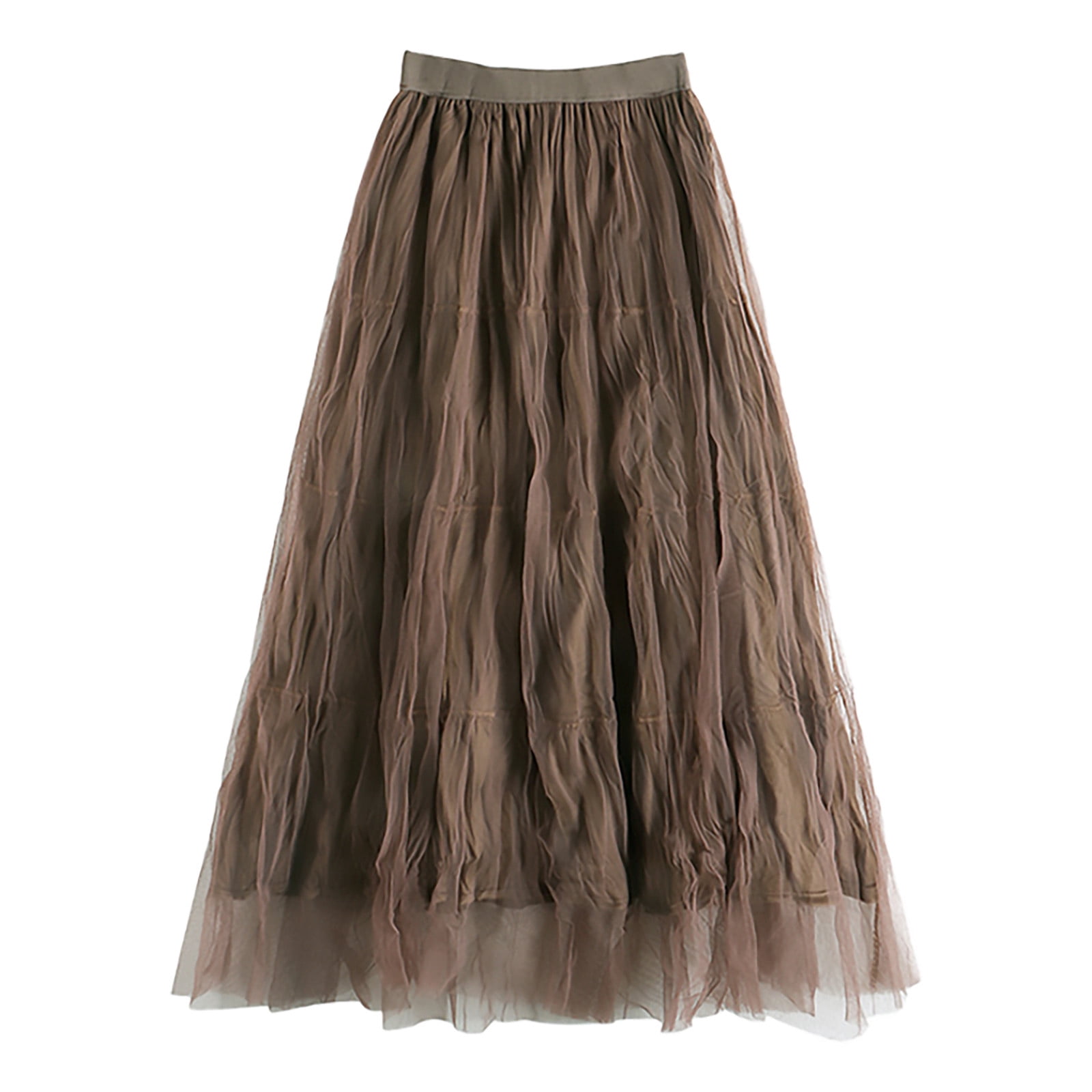 Autumn Mesh Puffy Long Skirt