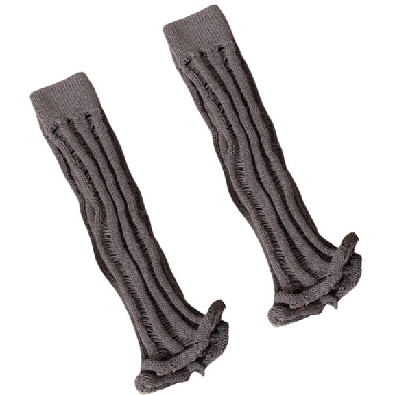 Women's Fairycore Knitted Slouchy Flared Leg Warmers Aesthetic Baggy Ripped Hole Foot Covers Footless Socks Streetwear