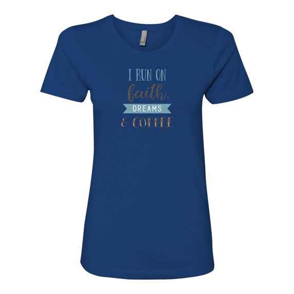 Women's Faith, Dreams, & Coffee Ladies Short Sleeve T-shirt-Royal-large