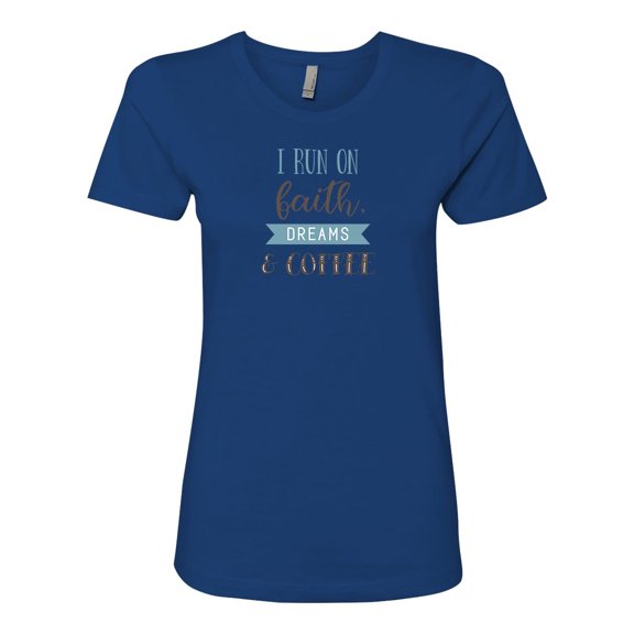 Women's Faith, Dreams, & Coffee Ladies Short Sleeve T-shirt-Royal-xs