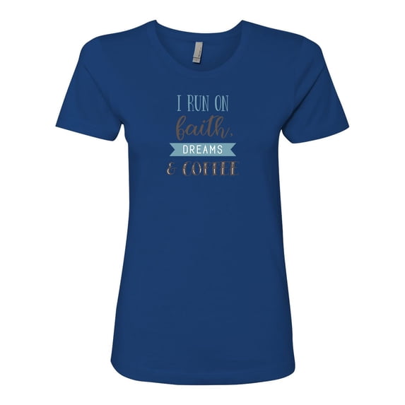 Women's Faith, Dreams, & Coffee Ladies Short Sleeve T-shirt-Royal-xxxl