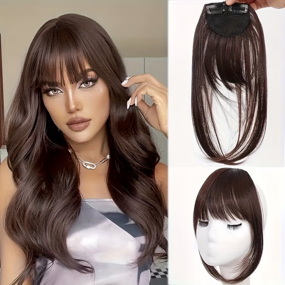 Women's Fake Bangs Hair Clip - Naturally Curved Fluffy Hair Piece with Sideburns for Effortless Style