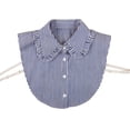 thumbnail image 1 of Women's Fake Collar Detachable Dickey Collar Half Shirts Blouse,Button Front Adjustable Strap Curved Hem Non-Stretch Soft Decorative Collar for Work Daily Dating Shopping Accessory, 1 of 5