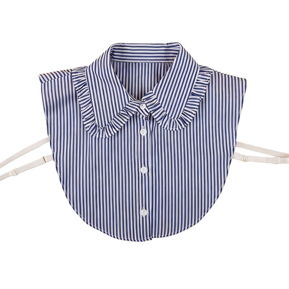 Women's Fake Collar Detachable Dickey Collar Half Shirts Blouse,Button Front Adjustable Strap Curved Hem Non-Stretch Soft Decorative Collar for Work Daily Dating Shopping Accessory