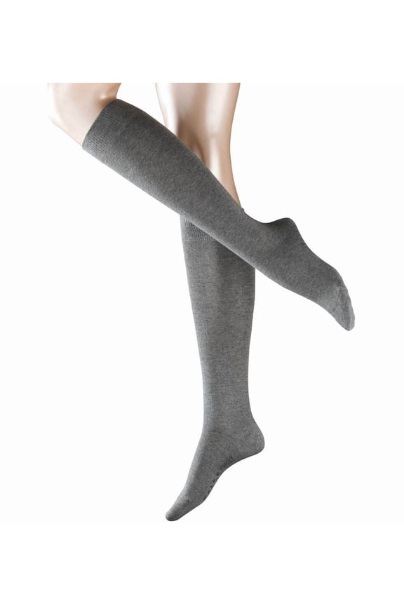 Women's Falke 47645 Family Cotton Knee High Socks (Light Grey M/L)