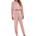 thumbnail image 1 of Women's Fall 2 Piece Jogger Outfits Tracksuit Long Sleeve Drawstring Crop Top Sweatpants Sets Sweatsuits Sets Womens Clothes, 1 of 7