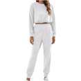 thumbnail image 1 of Women's Fall 2 Piece Jogger Outfits Tracksuit Long Sleeve Drawstring Crop Top Sweatpants Sets Sweatsuits Sets, 1 of 7