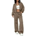 thumbnail image 1 of Women's Fall 2 Piece Lounge Sweatsuits Set Zip Up Sweatshirt Jacket Wide Leg Sweatpants Lounge Sets Tracksuit Y2k Complexion XL, 1 of 4