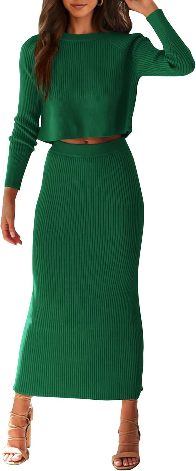  2024年おすすめのアイテム満載 Women's Crop Sleeve Long Knit Rib Set Sweater Piece 2 Fall ニット/セーター