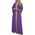 thumbnail image 1 of Women's Fall And Winter Muslim Fashion Lace Ethnic Style Dress Purple, 1 of 6