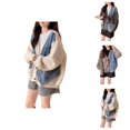 thumbnail image 1 of Women's Fall Cardigan Knitted Denim Patchwork Open Front Sweater Jacket Casual Long Sleeve Button Up Outwear Cardigan Sweaters for Women, 1 of 2