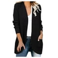 thumbnail image 1 of Women's Fall Cardigan Sweater Solid Color Lightweight Open Front Chunky Knit Long Casual Outwear With Pockets (M, Black), 1 of 5