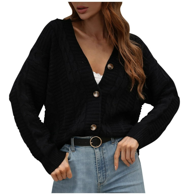 Black solid cotton online full sleeves cardigan