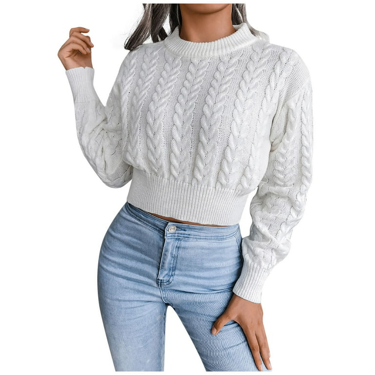 Women's Fall Clothes, Sweaters For Women Fashion Striped Trendy Women's  Autumn And Winter Top Ins Style Casual Long-Sleeved Knitted Sweater Top  Casual (M, White) TBKOMH 