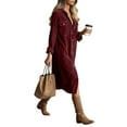 thumbnail image 1 of Women's Fall Corduroy Dress Vintage Button Up Midi Dress, Collared Long Sleeve Work Dresses, 1 of 6