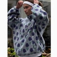 thumbnail image 1 of Women's Fall Cute Floral Faux Fur Pullover Fleece Sweatshirt Casual Half Zip Winter Sherpa Jacket, 1 of 4
