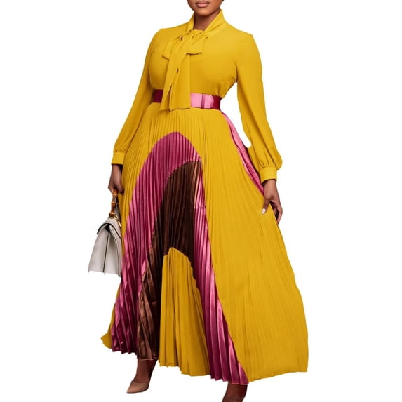 Women's Fall Dresses Flowy Casual Floral Maxi Dress Smocked Tiered Long Dress