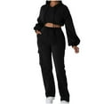 thumbnail image 1 of Women's Fall Fashion 2 Piece Outfits Tracksuit Set Long Sleeve Crop Hoodies with High Waist Jogger Pants Sweatsuit Sets, 1 of 4