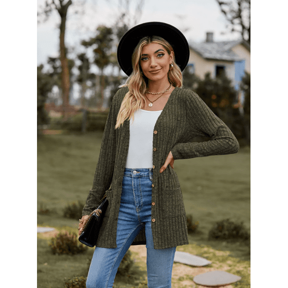 Women’s Fall Fashion Cardigan Lightweight Soft Knit Cardigan for Women Long Sleeve Open Front Coat with Pockets