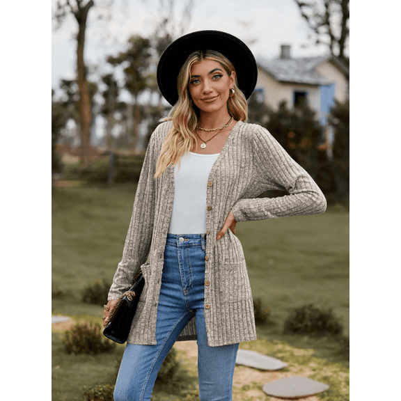Women’s Fall Fashion Cardigan Lightweight Soft Knit Cardigan for Women Long Sleeve Open Front Coat with Pockets