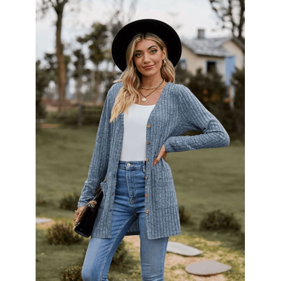 Women’s Fall Fashion Cardigan Lightweight Soft Knit Cardigan for Women Long Sleeve Open Front Coat with Pockets