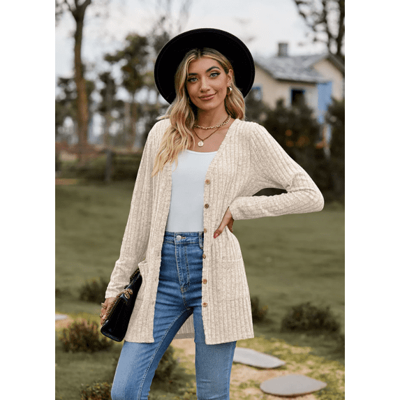 Women’s Fall Fashion Cardigan Lightweight Soft Knit Cardigan for Women Long Sleeve Open Front Coat with Pockets