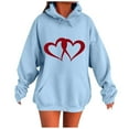 thumbnail image 1 of Women's Fall Fashion Hoodies Hooded Sweatshirts Casual Loose Heart Printed Outdoor Hoody Jackets Round Neck Long Sleeve Hoodie Pullover Winter Outwears with Pocket, 1 of 4