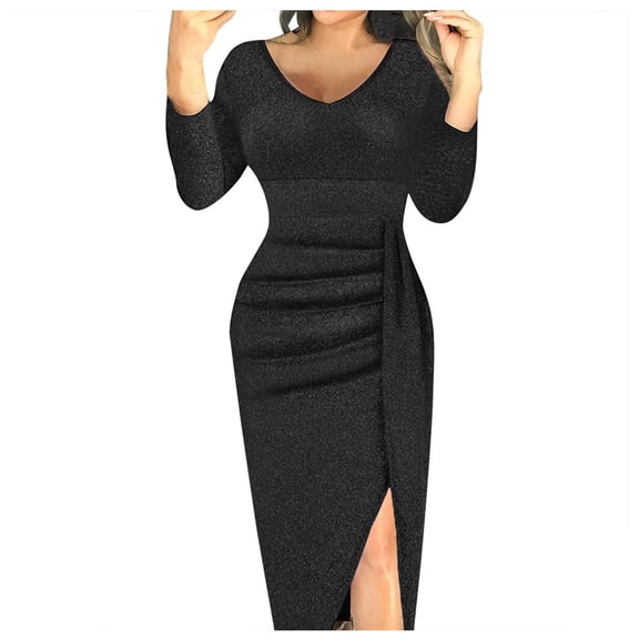 Women's Fall Fashion Long Sleeve Mini Dress Bodycon Short Party Date Night Going Out Dresses Black