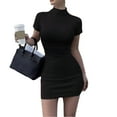 thumbnail image 1 of Women's Fall Fashion Long Sleeve Mini Dress Bodycon Short Party Date Night Going Out Dresses Black, 1 of 5