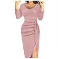 thumbnail image 1 of Women's Fall Fashion Long Sleeve Mini Dress Bodycon Short Party Date Night Going Out Dresses Pink, 1 of 5