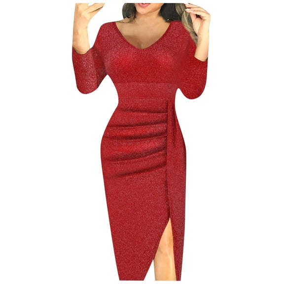 Women's Fall Fashion Long Sleeve Mini Dress Bodycon Short Party Date Night Going Out Dresses Red