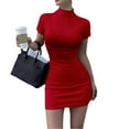 thumbnail image 1 of Women's Fall Fashion Long Sleeve Mini Dress Bodycon Short Party Date Night Going Out Dresses Red, 1 of 5