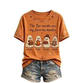 Women's Fall Halloween Thanksgiving Christmas Graphic T-Shirt Seasonal Holiday Short Sleeve Crew Neck Casual Tee