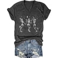 thumbnail image 1 of Women's Fall Halloween V Neck Shirt Pumpkin Witch Ghost Thankful Turkey Skeleton Graphic Tee Autumn Thanksgiving Tops XX-Large, 1 of 1