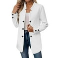 thumbnail image 1 of Women's Fall Jacket Double Long Sleeve Notched Collar Blazer Lightweight Coats White, 1 of 6