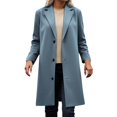 thumbnail image 1 of Women's Fall Jackets Elegant Single Lapel Wool Solid Commute Work Trench Coat Winter Clothes, 1 of 4