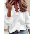 thumbnail image 1 of Women's Fall Long Sleeve Collar V Neck Button Down Ruffle Blouse Victorian Shirt Tops, 1 of 5