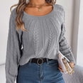 thumbnail image 1 of Women's Fall Long Sleeve Crew Neck Knitted Sweater Loose Casual Solid Color Pullover Tops Soft Comfy, 1 of 8