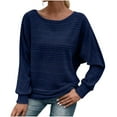 thumbnail image 1 of Women's Fall Long Sleeve Crewneck Sweater Shirt - Soft Lightweight Polyester Batwing Sleeve Tunic Top, Business Casual Ribbed Pullover Blouse for Daily/Work Wear, 1 of 9