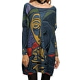 thumbnail image 1 of Women's Fall Long-Sleeve Loose Casual Boho Graphic Plus Size Hippie Artsy Sweater Sweatershirts DH09 Dark Blue, 1 of 3