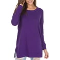 thumbnail image 1 of Women's Fall Long Sleeve Side Split Loose Blouses Casual Pullover Tunic Tops, 1 of 3