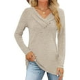 thumbnail image 1 of Women's Fall Long Sleeve Tunic Tops for Leggings V Neck Button Casual Blouse Sweatshirt Color XXL, 1 of 10